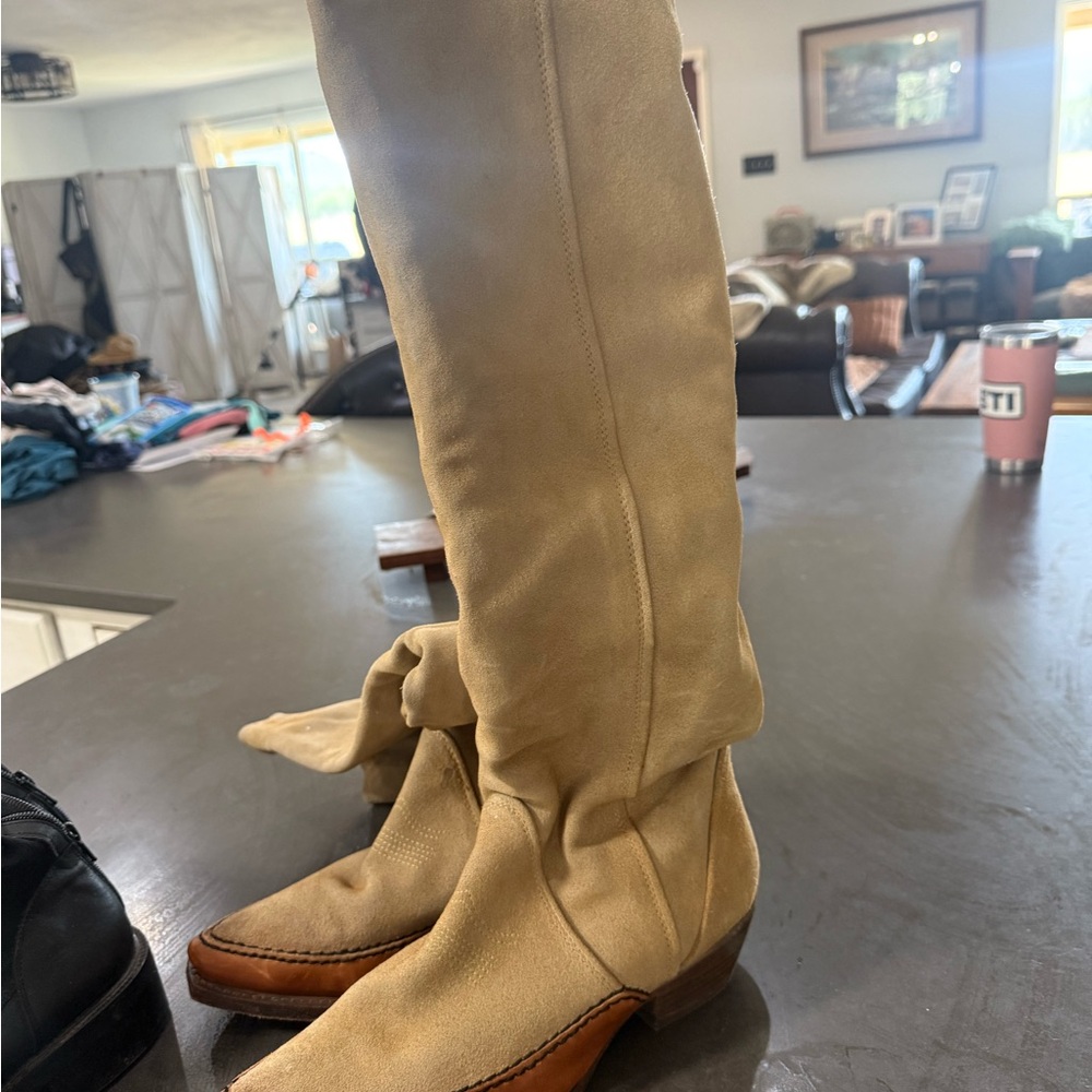 Free People Tan Over the Knee Boots